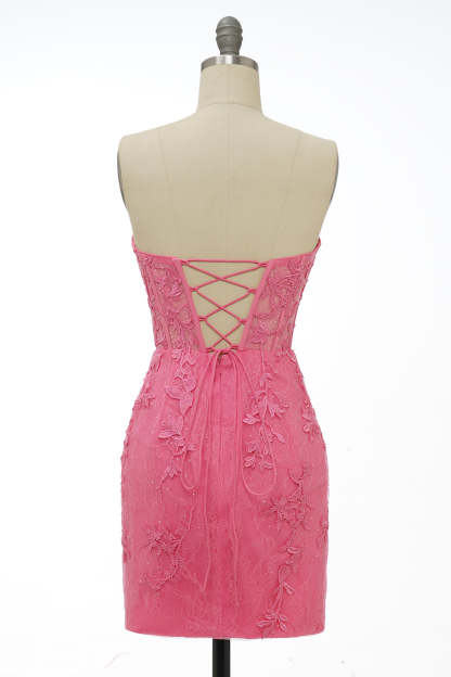 Yellow Tight Short Homecoming Dress with Appliques