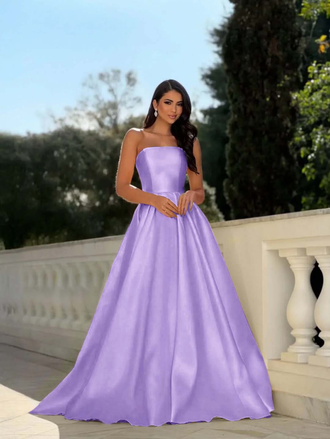 Chic Strapless Sleeveless Long A Line Prom Dress With Pleated