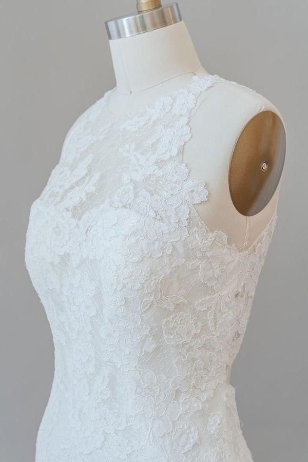 BMbridal Awesome Illusion Lace Mermaid Wedding Dress On Sale-BMbridal