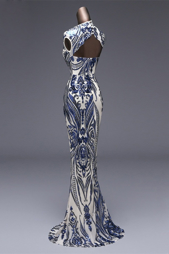 BMbridal Elegant Sequined Jewel Sleeveless Mermaid Prom Dresses with Beadings