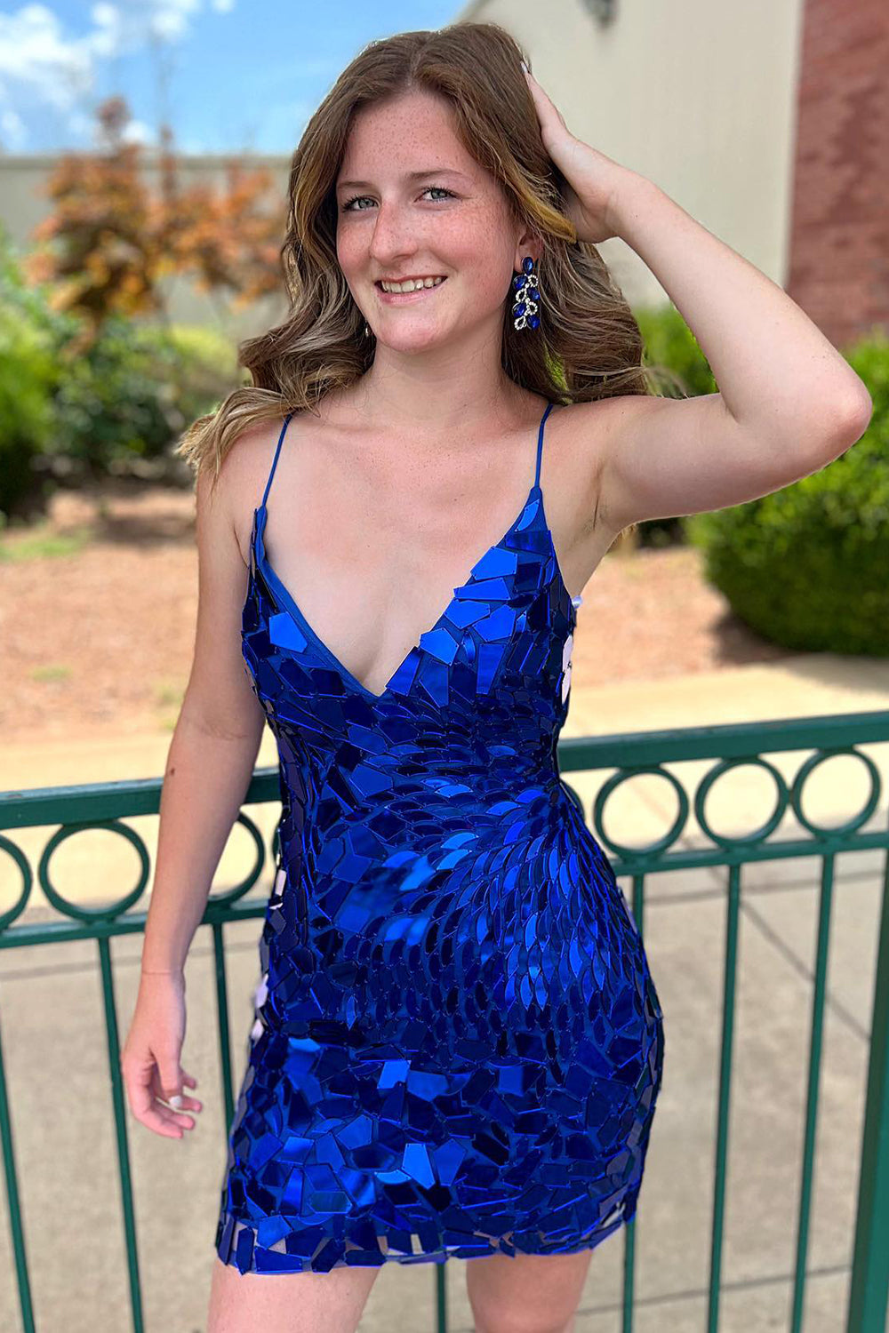 Sparkly Royal Blue Sequined Tight Short Homecoming Dress-BMbridal