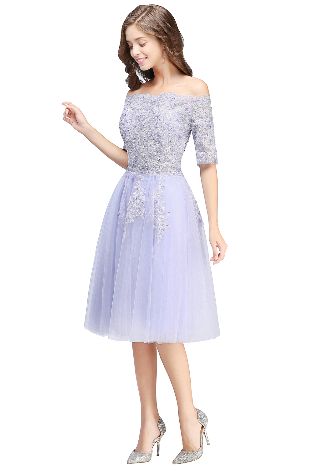 BMbridal A-line Short Sleeves Tulle Lace Flower Girl Dress