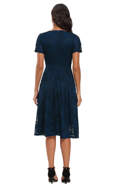 BMbridal Lace Short Sleeve V-Neck Mini Party Dress