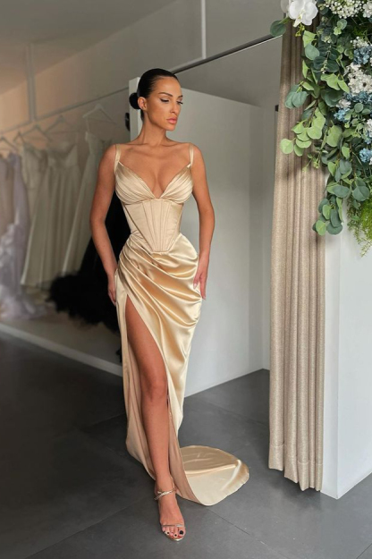 Bmbridal Sweetheart Column Sleeveless Prom Dress With Split Front