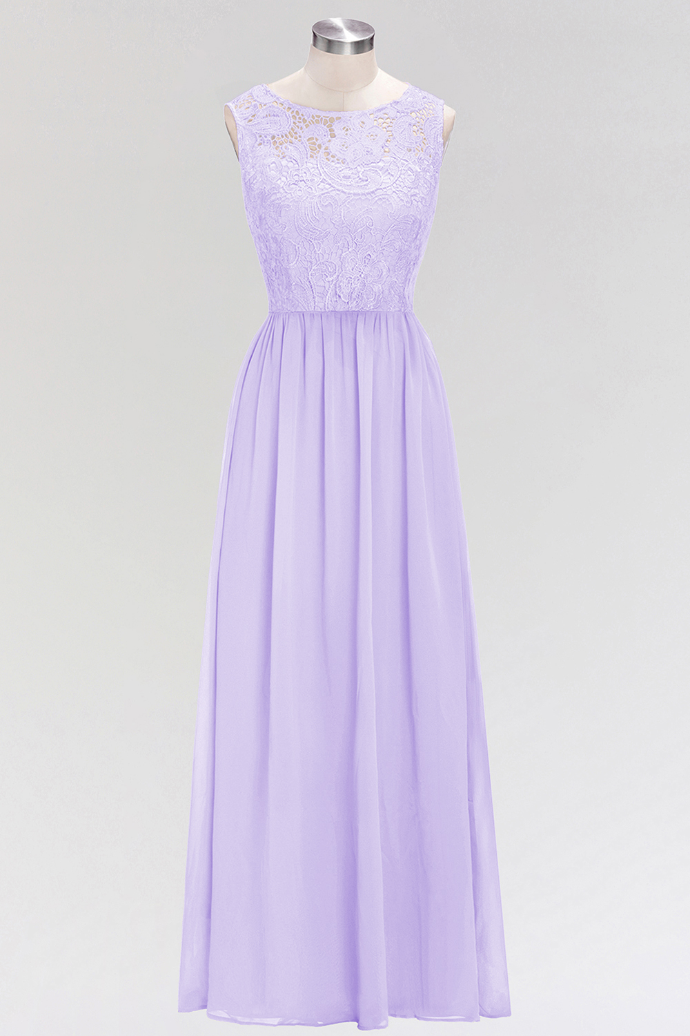 BMbridal Elegant Lace Sleeveless Pleated Lavender Bridesmaid Dresses Online-BMbridal