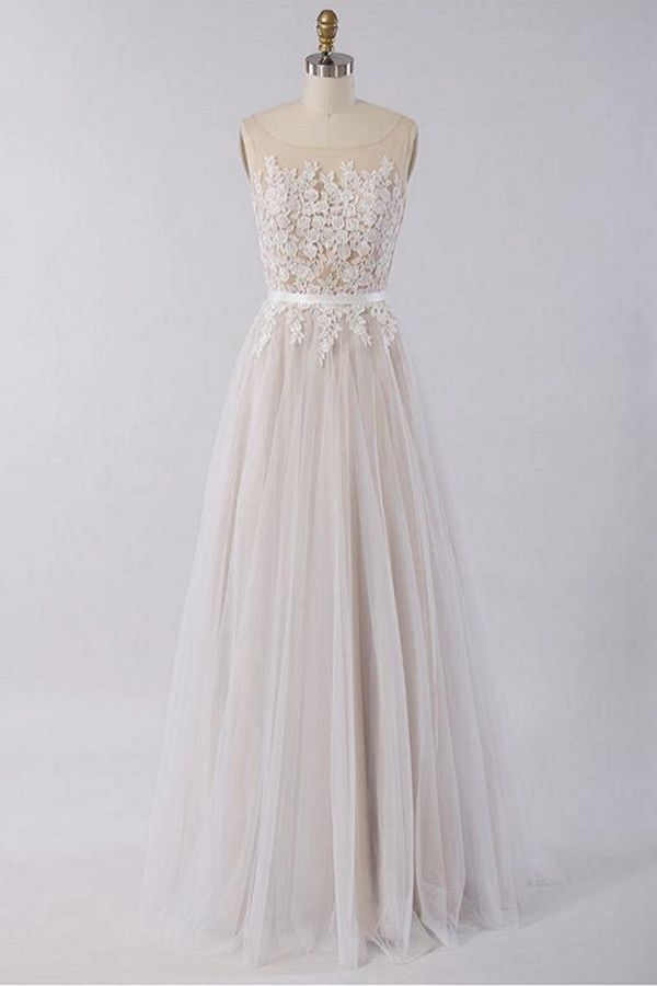 BMbridal Gorgeous Sleeveless Straps Jewel Wedding Dresses A-line Tulle Ruffles Bridal Gowns On Sale