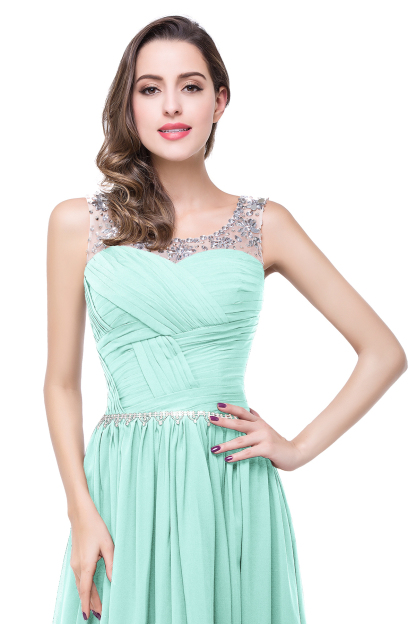 BMbridal A-line Court Train Chiffon Party Dress With Beading