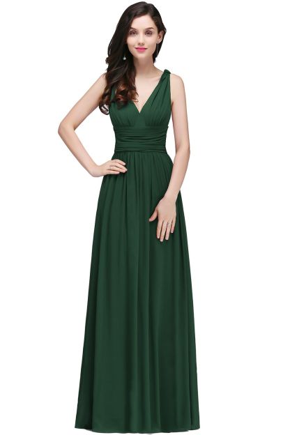 BMbridal Affordable Chiffon V-Neck Burgundy Bridesmaid Dress with Ruffle In Stock