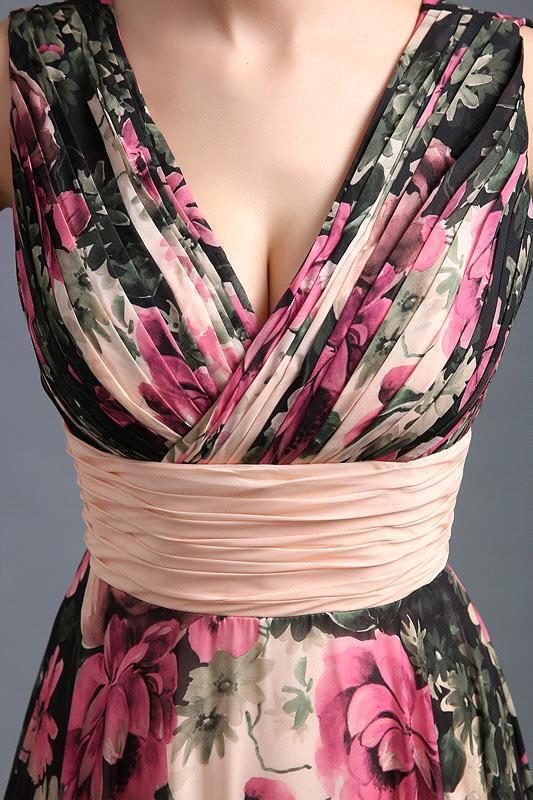 BMbridal A-Line Chiffon Printed Ruffles Evening Dress