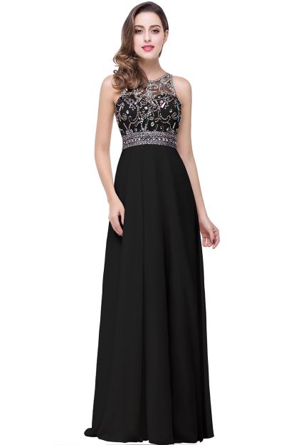 BMbridal A-line Jewel Chiffon Prom Dress with Beading