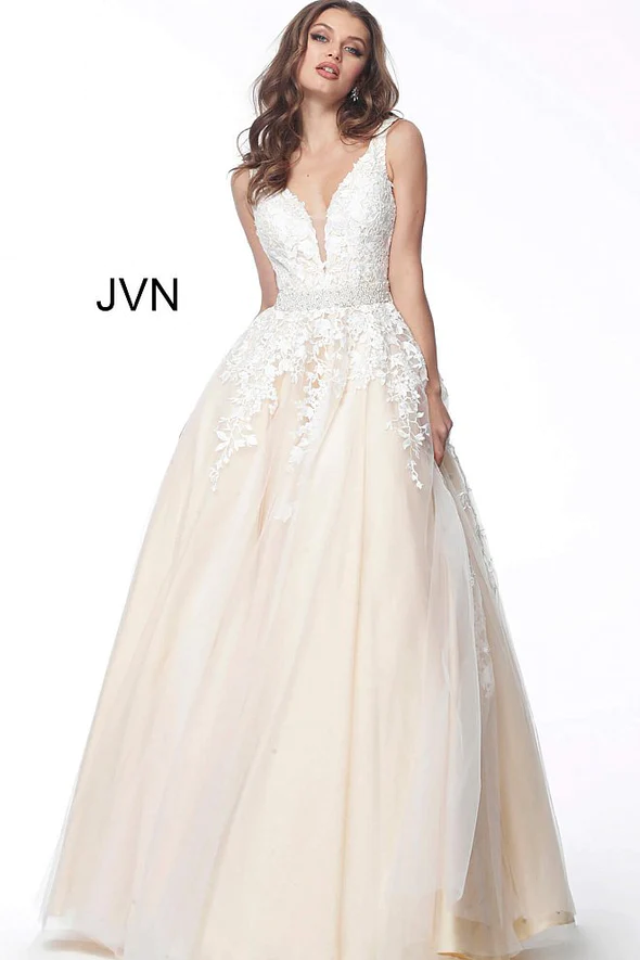 Black V Neck Backless Sleeveless Prom Dress With Applique Beading
