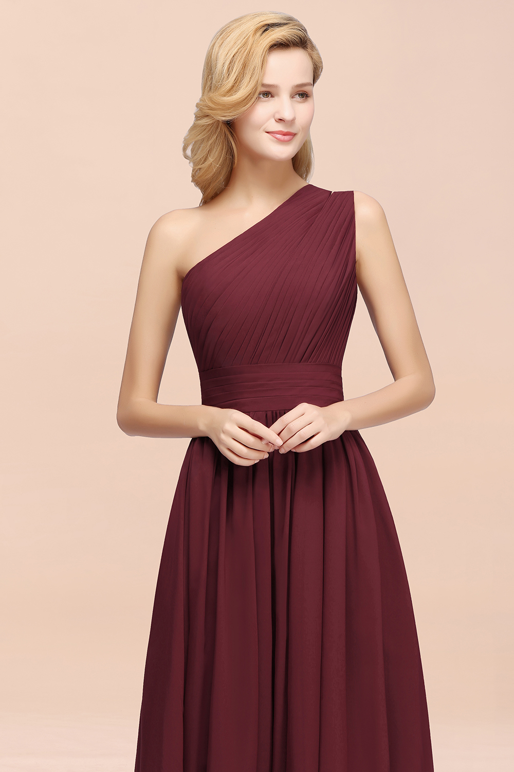 BMbridal Stylish One-shoulder Sleeveless Long Junior Bridesmaid Dresses Affordable-BMbridal