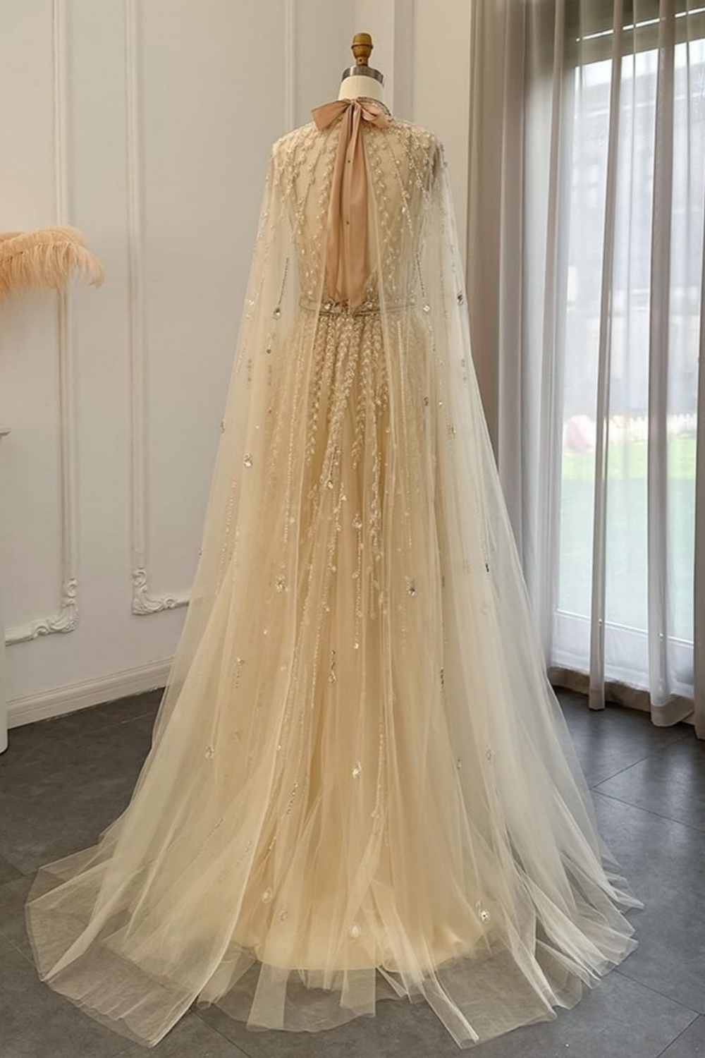 Bmbridal A-Line Halter Floor-Length Sleeveless Prom Dresses with Beadings