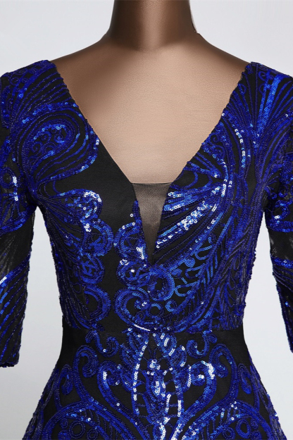 BMbridal Gorgeous Sequined V-Neck Mermaid Prom Dresses with Half Sleeves Online
