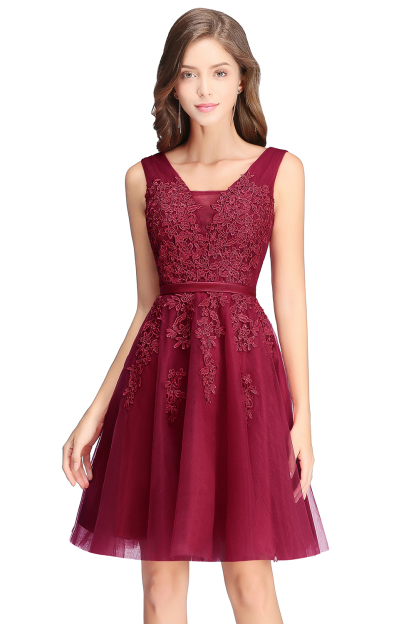 BMbridal A-line Knee-length Tulle Prom Dress with Appliques