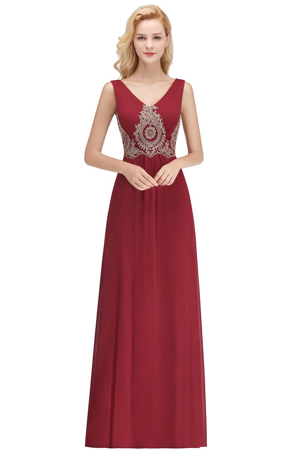 BMbridal A-Line Chiffon Lace Ruffles Evening Dress