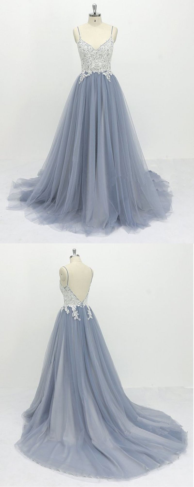 BMbridal AffordableIvory Lace Spaghetti Backless Wedding Dress Sweep Train Summer Bridal Gowns On Sale-BMbridal