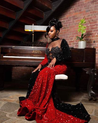 Deep Military Green Prom Dress with African Geometric Embroidery & Asymmetrical Design – High-Waisted Modern Queen Gown