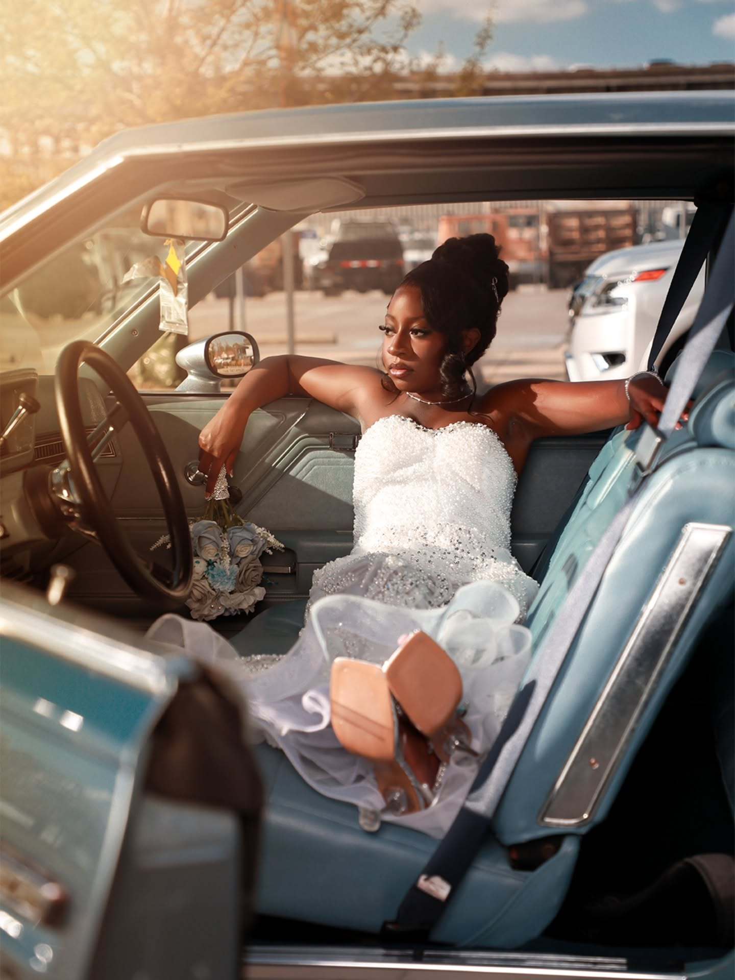 White Strapless Sequin Wave Beaded Mermaid Prom Dress with Sheer Mesh Skirt