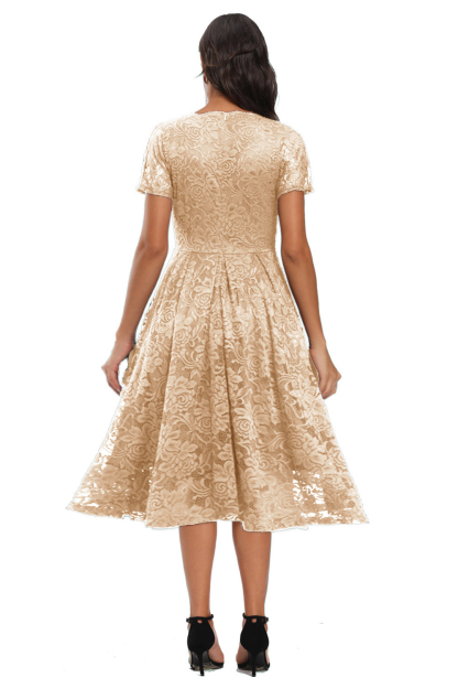 BMbridal Lace Short Sleeve V-Neck Mini Party Dress