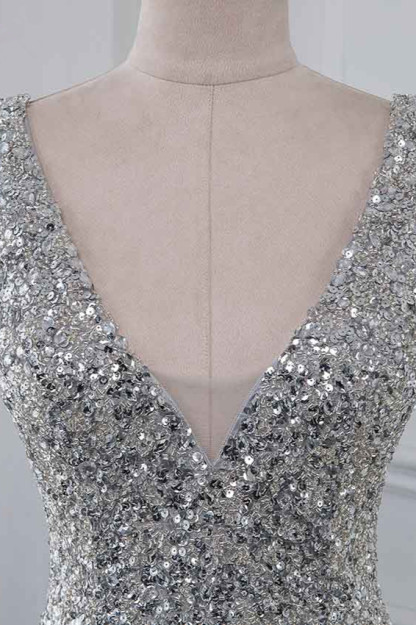 BMbridal Chic V-Neck Sleeveless Mermaid Prom Dresses with Beadings Top