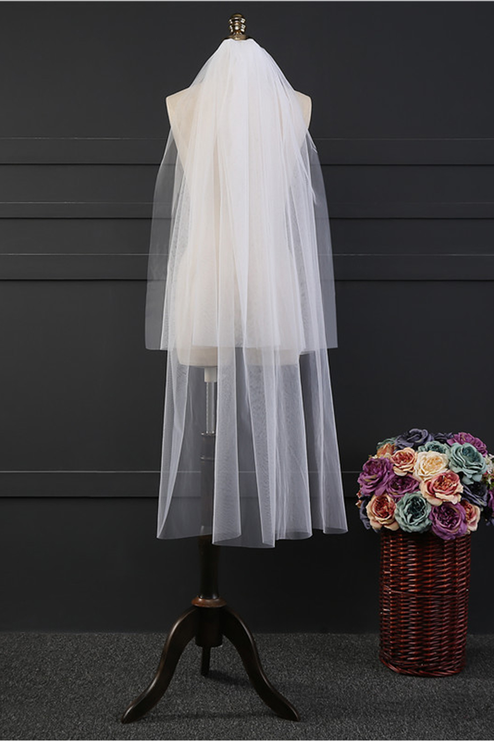 BMbridal Affordable Tulle Cut Edge Wedding Veil-BMbridal