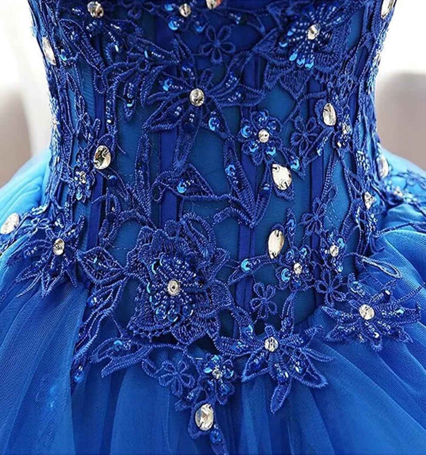 Prom Dress Long Ruffles Ball Gown Quinceanera Dresses Strapless Lace Tulle Beaded Princess Evening Dress bmbridal