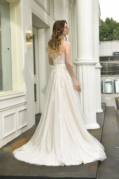 BMbridal Sexy A-Line One Shoulder Tulle Lace Ivory Wedding Dress Online