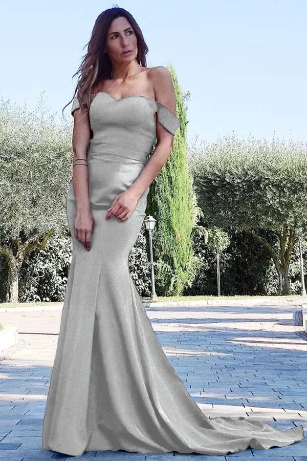 Mermaid Sweetheart Sleeveless Off the Shoulder Royal Blue Long Prom Dress