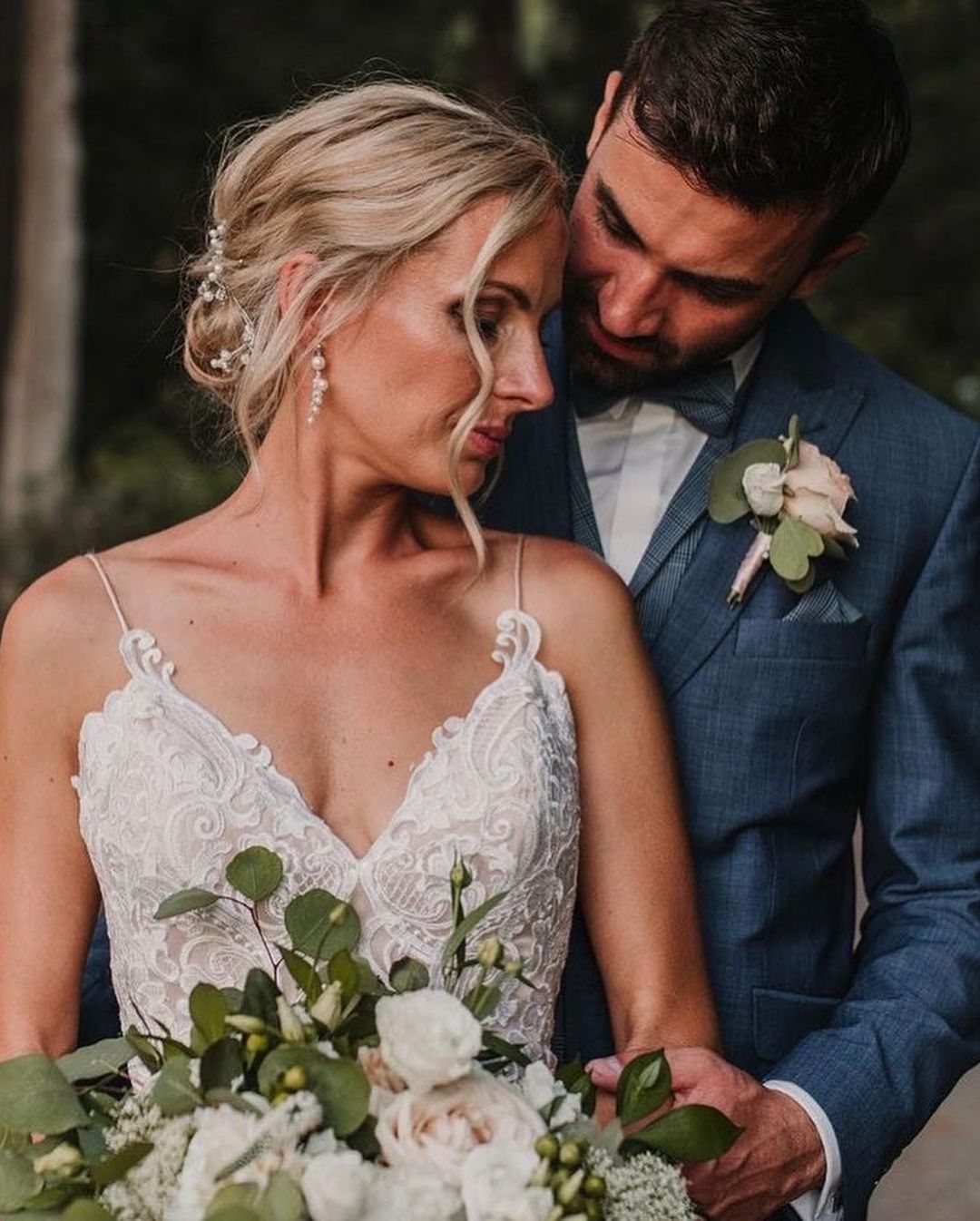 Bmbridal V-Neck Spaghetti-Straps Wedding Dress Lace Bridal Gowns-BMbridal