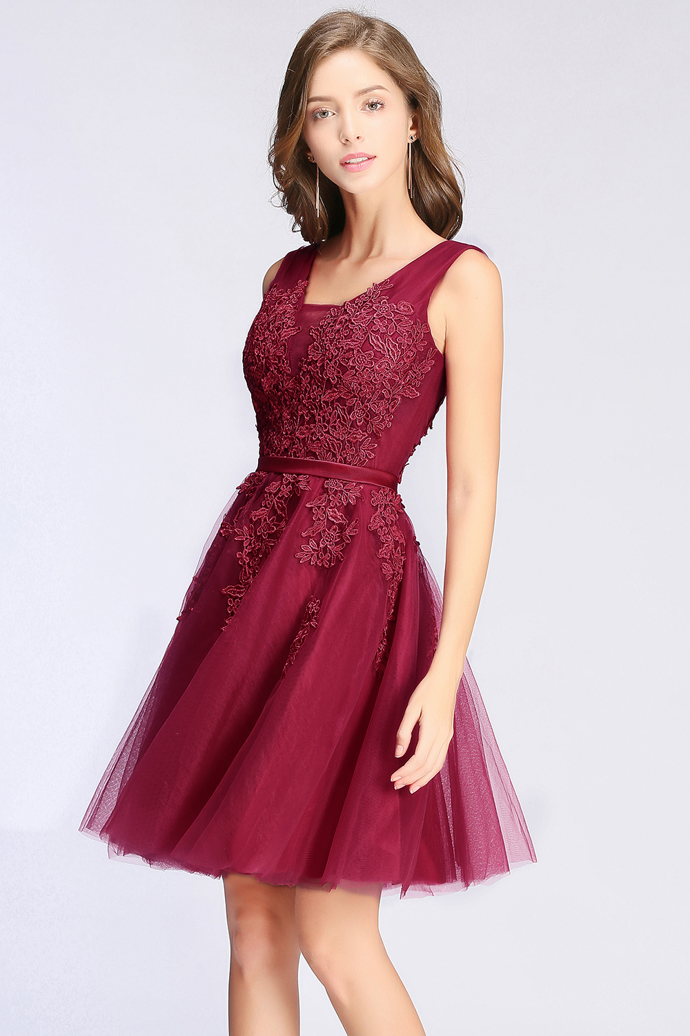 BMbridal A-line Knee-length Tulle Prom Dress with Appliques