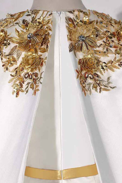 BMbridal Elegant Satin Jewel Appliques Long Prom Dresses with Sash Online