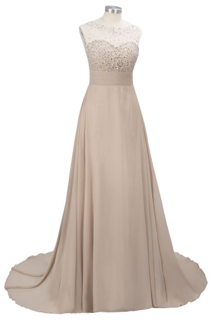BMbridal Chic Jewel Chiffon Tulle Party Dress with Sequins