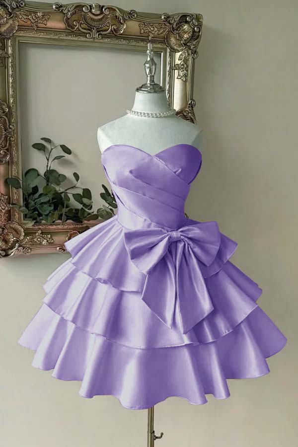 Strapless Sweetheart Sleeveless Short Prom Dress With Pleated