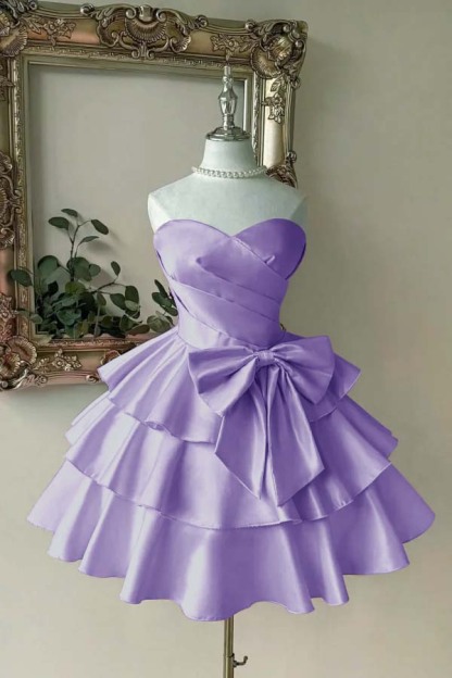 Strapless Sweetheart Sleeveless Short Prom Dress With Pleated
