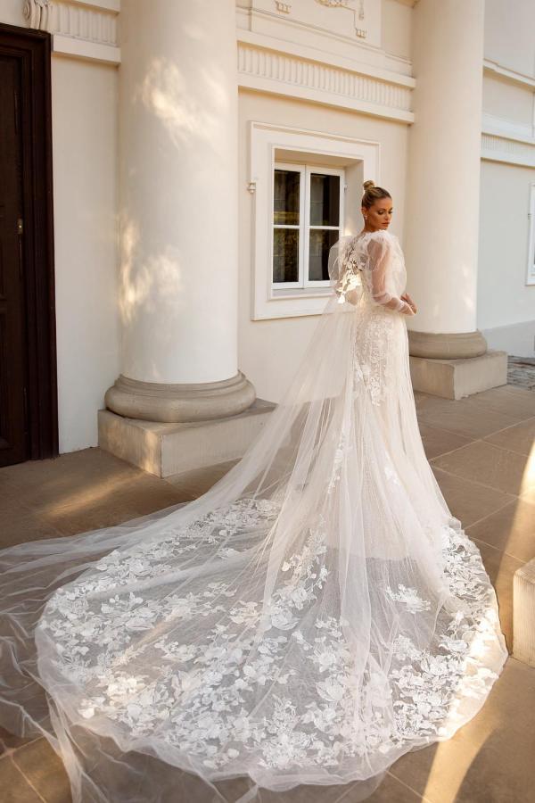 Bmbridal Sweetheart Champagne Wedding Dress Mermaid Long With Appliques-BMbridal