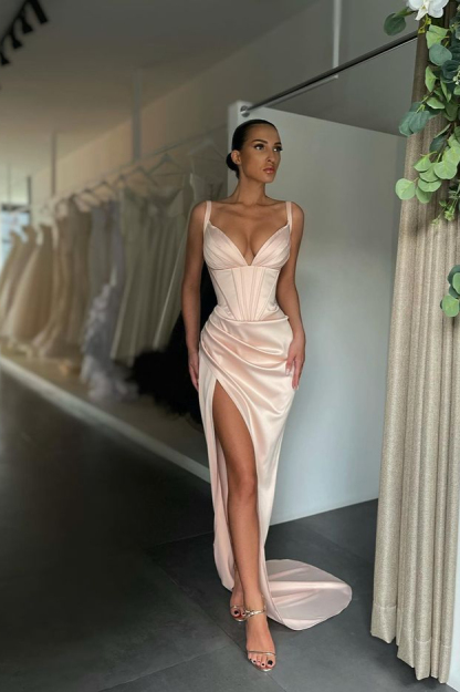 Bmbridal Sweetheart Column Sleeveless Prom Dress With Split Front