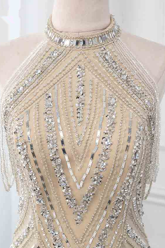 BMbridal Gorgeous High-Neck Sleeveless Mermaid Prom Dresses with Rhinestoes Online