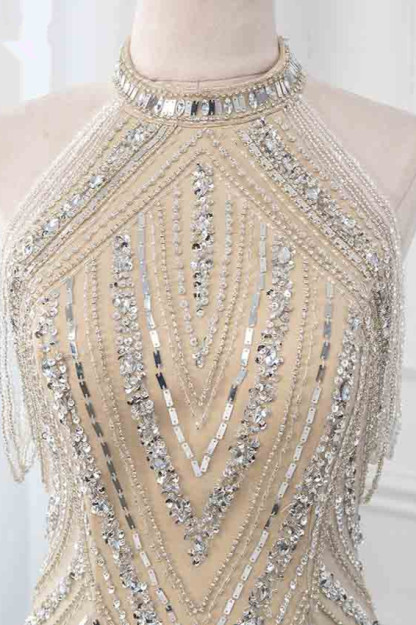 BMbridal Gorgeous High-Neck Sleeveless Mermaid Prom Dresses with Rhinestoes Online