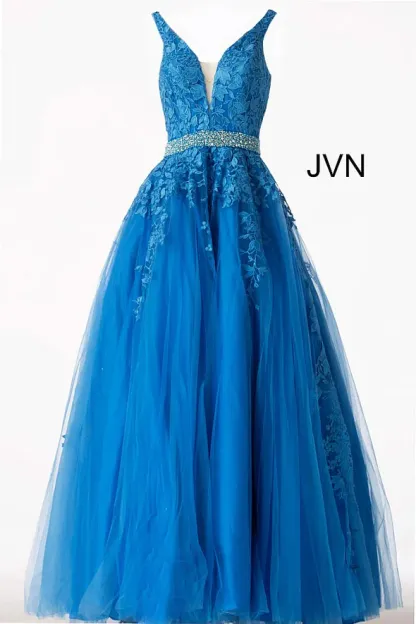 Black V Neck Backless Sleeveless Prom Dress With Applique Beading