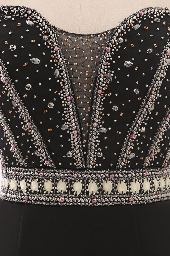 BMbridal Gorgeous Strapless Sweetheart Black Mermaid Prom Dresses with Rhinestones Online