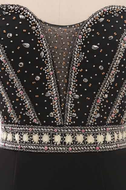 BMbridal Gorgeous Strapless Sweetheart Black Mermaid Prom Dresses with Rhinestones Online
