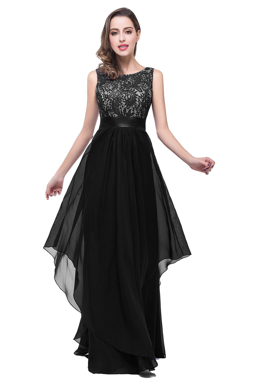 BMbridal Exquisite A-line Chiffon Royal Blue Bridesmaid Dress with Lace In Stock