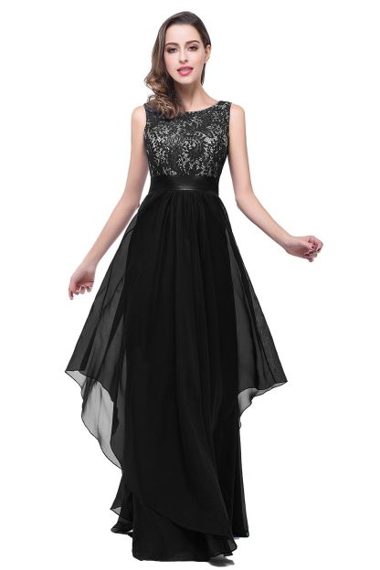 BMbridal Exquisite A-line Chiffon Royal Blue Bridesmaid Dress with Lace In Stock
