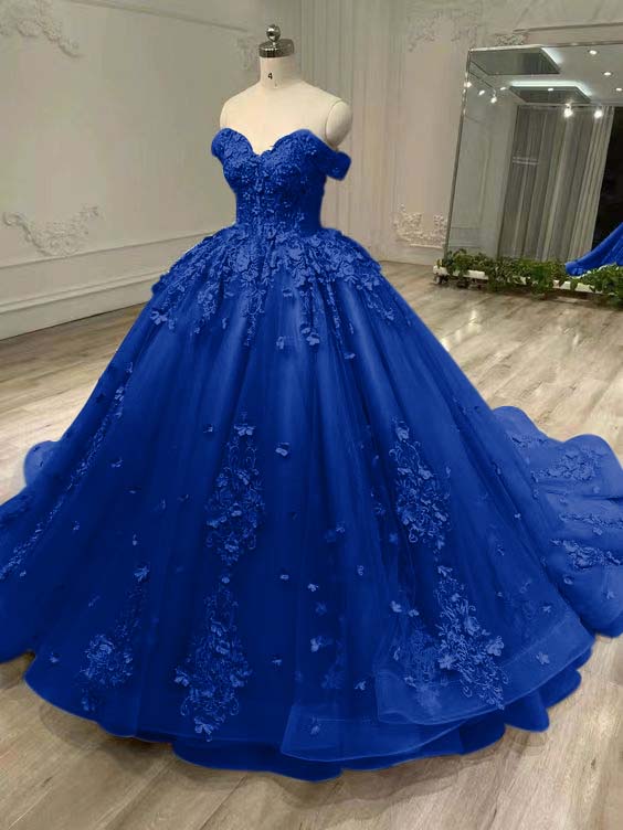 Tulle Sleeveless Off the Shoulder Long Prom Dress With Appliques