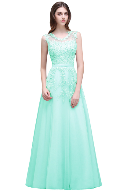 BMbridal A-line Floor-length Tulle Prom Dress with Appliques