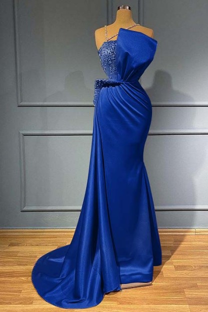 Pink Sleeveless Mermaid Spaghetti Strap Ruffles Prom Dress With Beadings