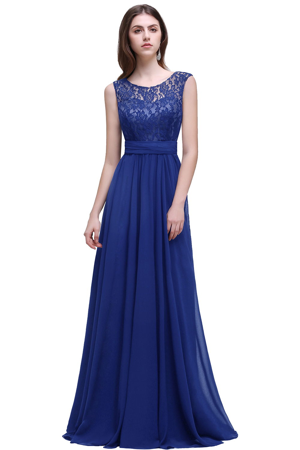 BMbridal Sleeveless Lace Long Chiffon Prom Dress Online