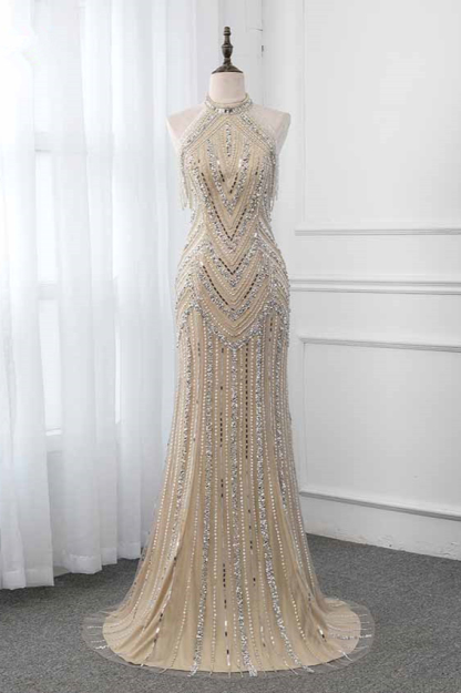 BMbridal Gorgeous High-Neck Sleeveless Mermaid Prom Dresses with Rhinestoes Online