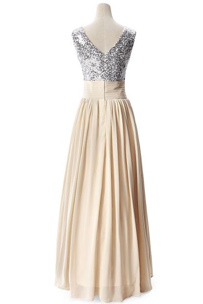 BMbridal A-line V-neck Chiffon Party Dress With Sequined